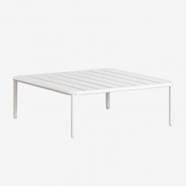 Tavolino Da Giardino Quadrato 90x90 Cm In Acciaio Roubly Gardenia Bianco - Sklum