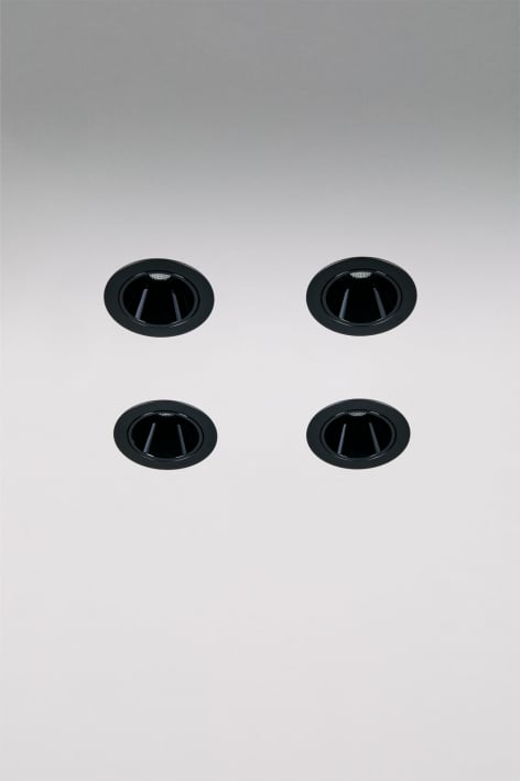 Pack da 4 downlight LED da incasso con cornici rotonde Ø5 cm in alluminio Luisiana