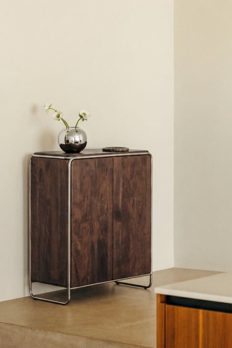 Credenza rettangolare 80x40 cm in legno di acacia e acciaio inox Altrex - ↔︎ 80 cm