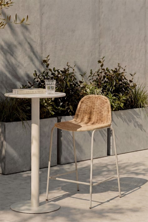 Sgabello alto da giardino impilabile in rattan sintetico Reiven