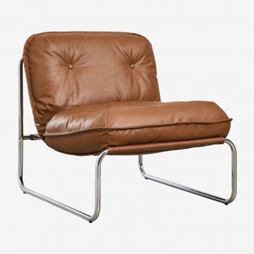 Poltrona Imbottita Matilda Similpelle Cammello Vintage - Sklum
