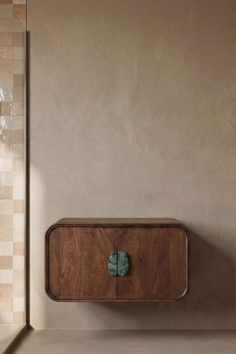 Set di mobili da bagno in legno di mango e pietra naturale Kivalina