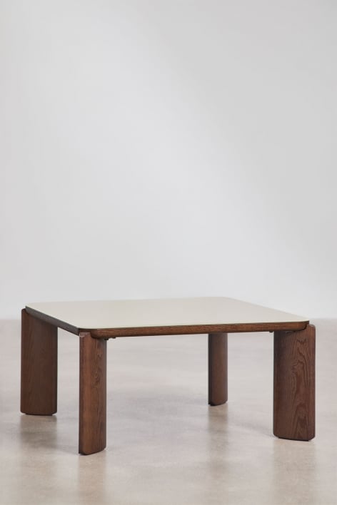 Nilea tavolino da caffè quadrato 80x80 cm in vetro temperato e MDF
