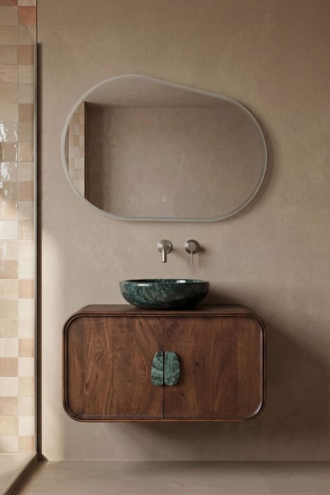 Set di mobili da bagno in legno di mango e pietra naturale Kivalina