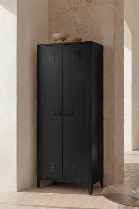 Armadio spogliatoio 2 ante 80x180 cm in acciaio nero carbone Pohpli - Nero Carbone