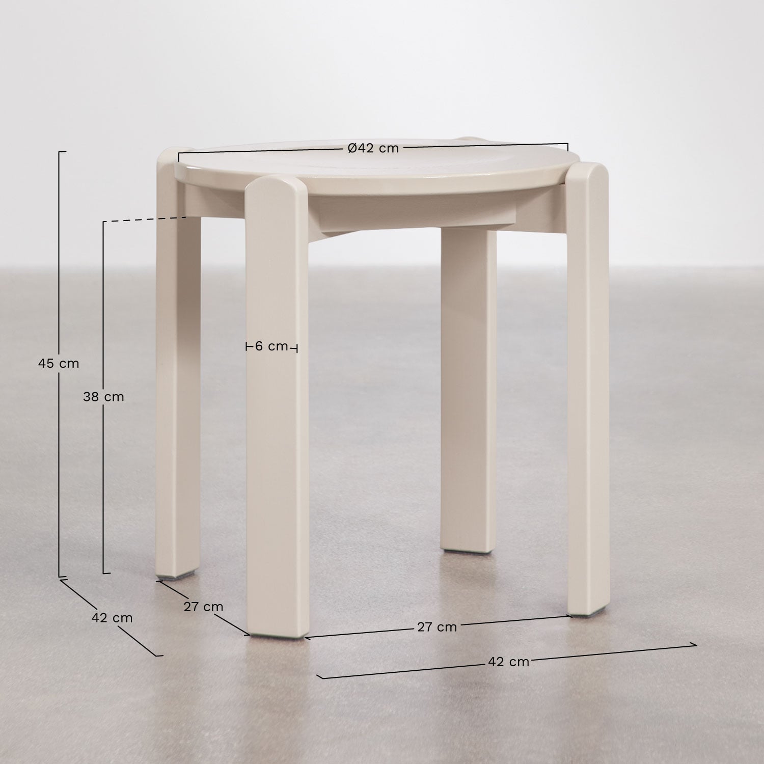 Set di 2 sgabelli bassi ↑45 cm in legno di rovere Noreli, MISURE