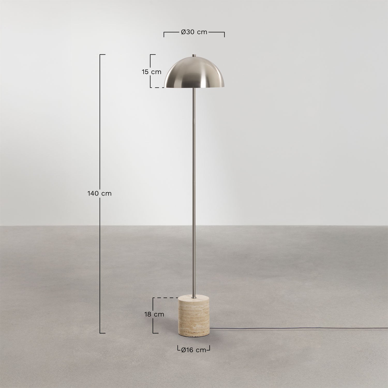 Lampada da terra LED per esterni in acciaio inossidabile e pietra naturale Nicolas, MISURE