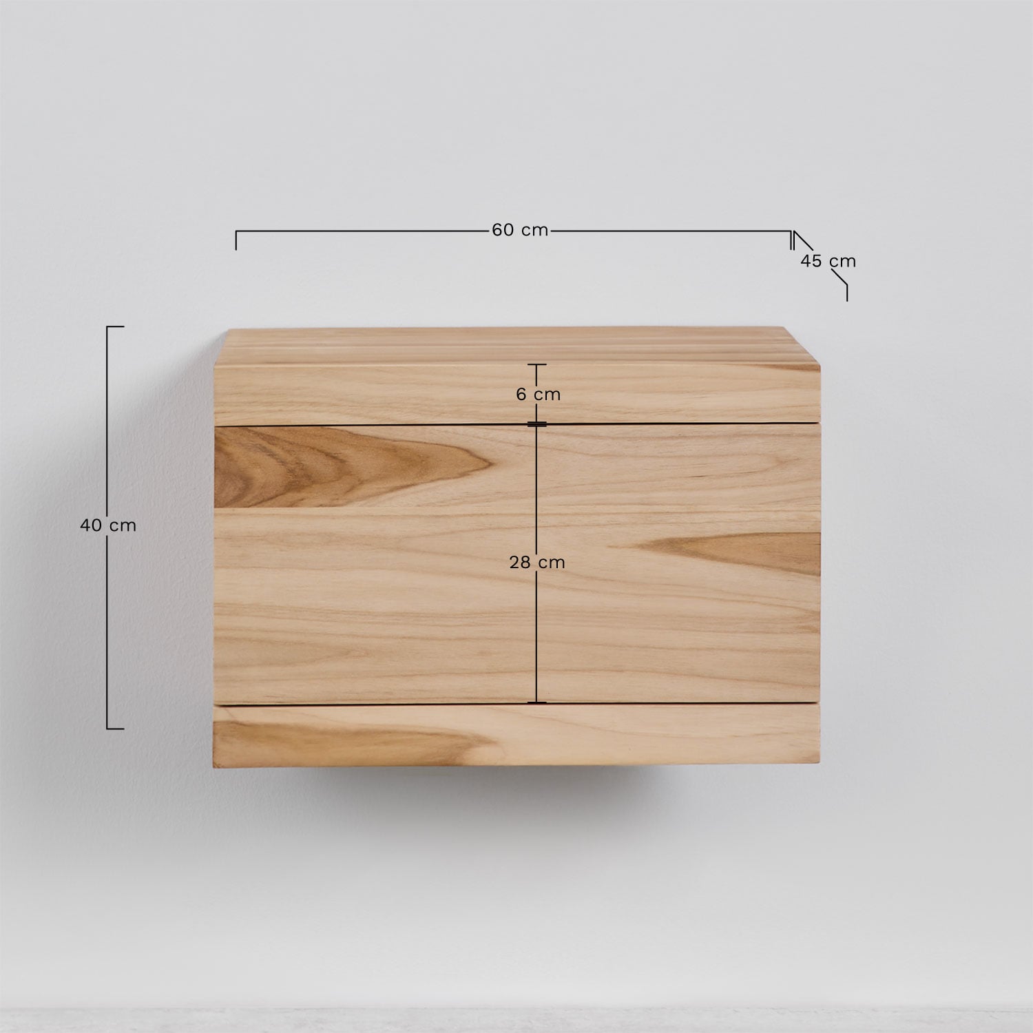 Set di mobili da bagno sospesi 60x45 cm in legno di teak Belivetta, MISURE