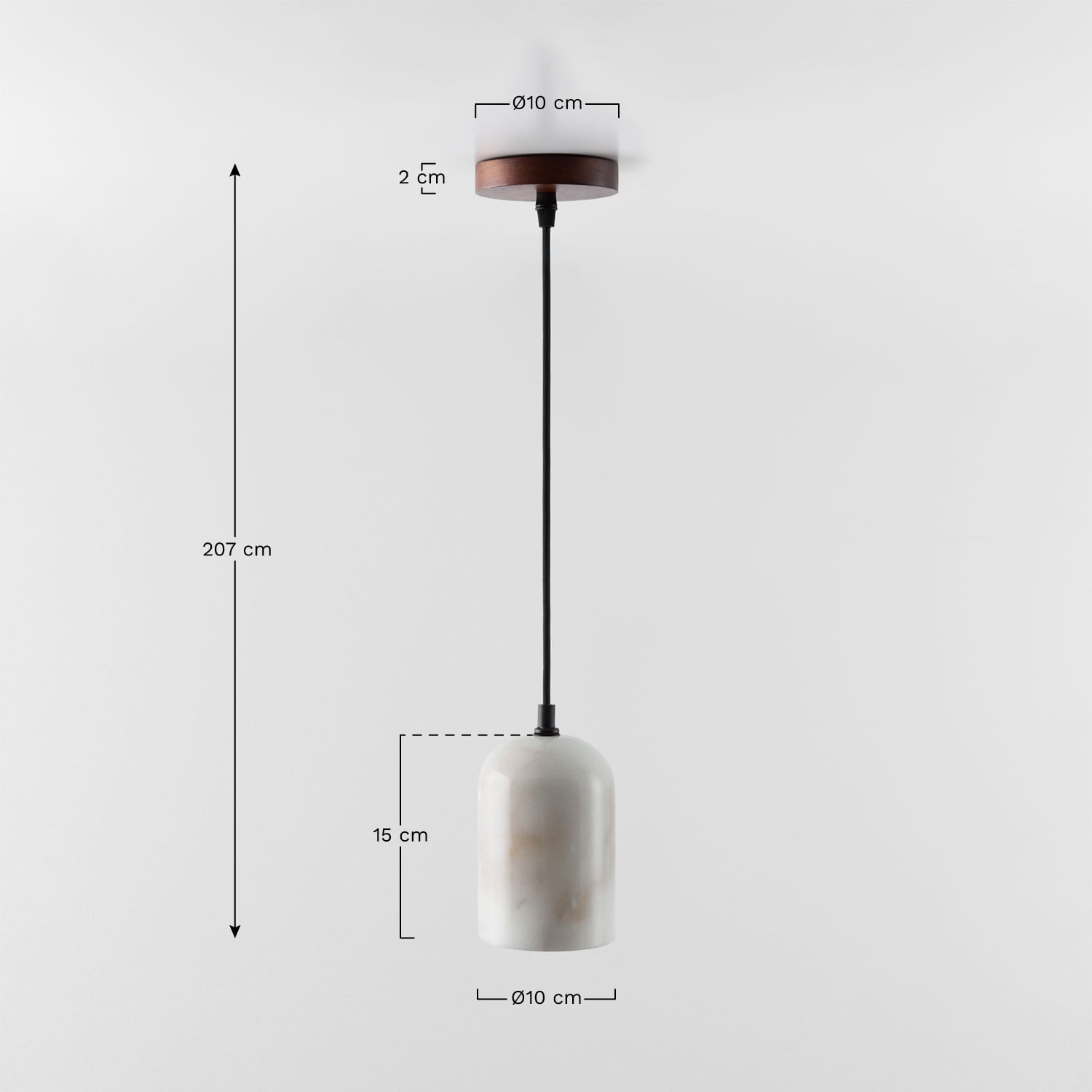 Lampada a sospensione da soffitto in alabastro e legno Rauma, MISURE