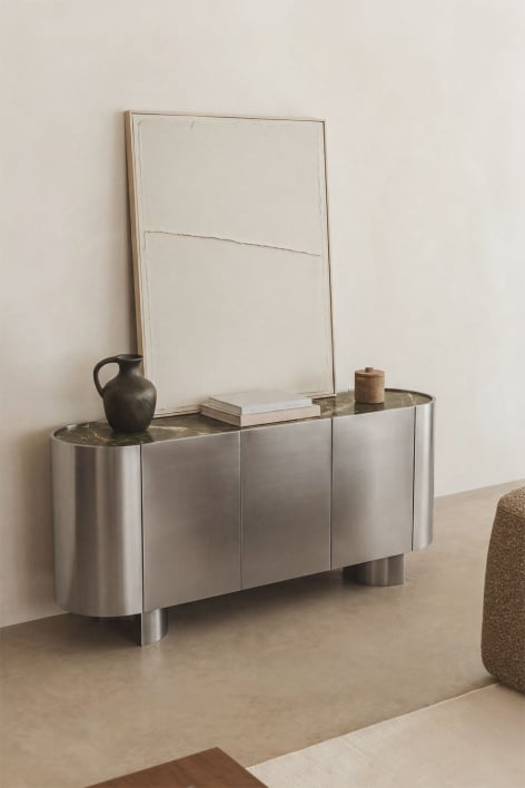 Credenza ovale 160x40 cm in acciaio inox Luena