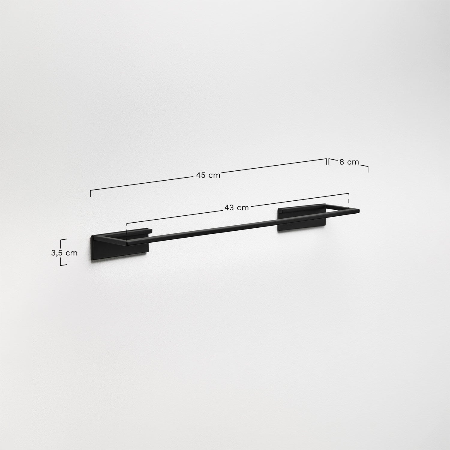 Toallero adesivo da parete con barra 45 cm per bagno in acciaio inossidabile Jalter, MISURE