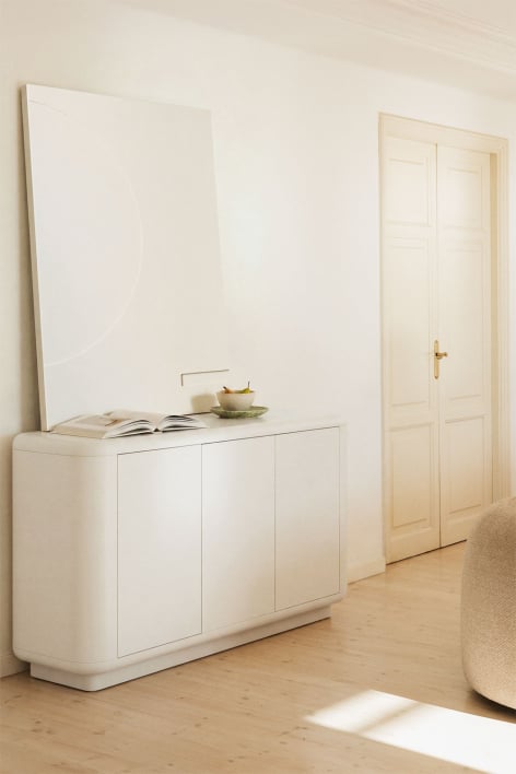 Credenza rettangolare 150x40 cm in MDF bianco gardenia Cixila