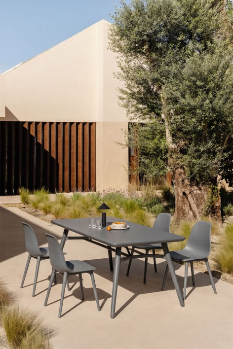 Set da tavolo rettangolare 135x80 cm e 4 sedie da giardino in polipropilene Scand - Grigio Grafite