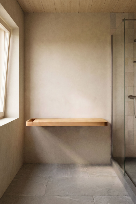 Set di mobili da bagno sospeso in legno di teak Neill 110x45 cm - Legno di teak chiaro