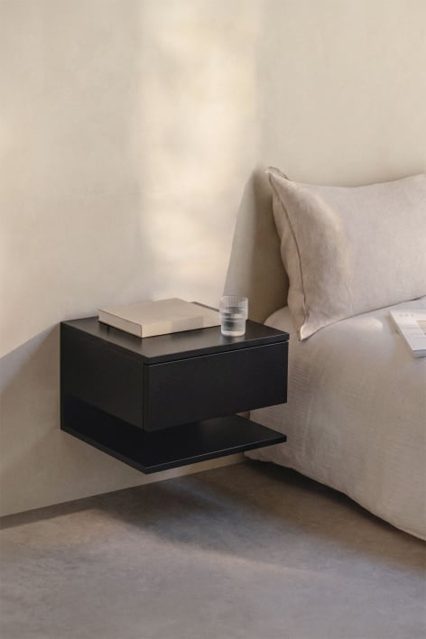 Comodino sospeso 40x30 cm con cassetto Griviza - Nero