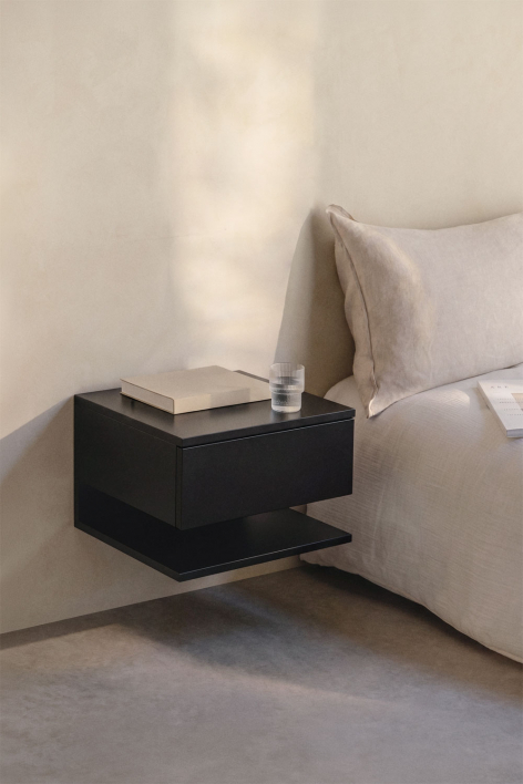 Set di 2 comodini sospesi 40x30 cm con cassetto Griviza - Nero