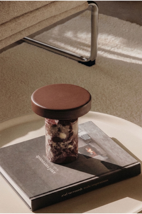 Lampada da tavolo LED wireless in ferro e pietra naturale Isasia - Marmo Rosso Cherry Gold