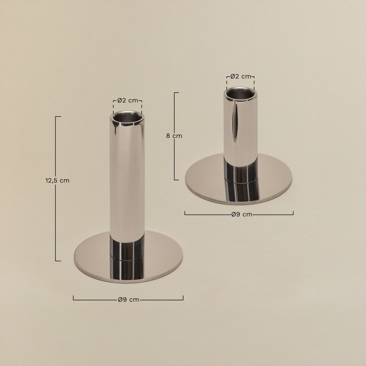 Set di 2 candelabri in acciaio Tyva, MISURE