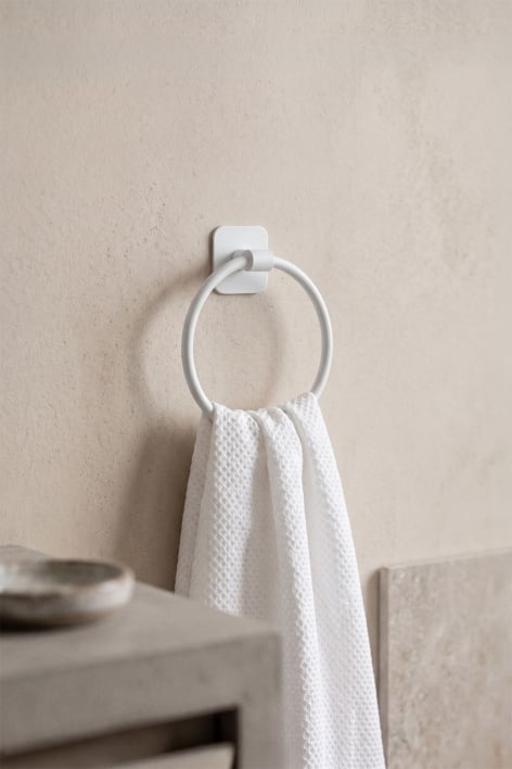 Portasciugamani adesivo da parete Ø 15 cm per bagno in acciaio inossidabile bianco Ondreli