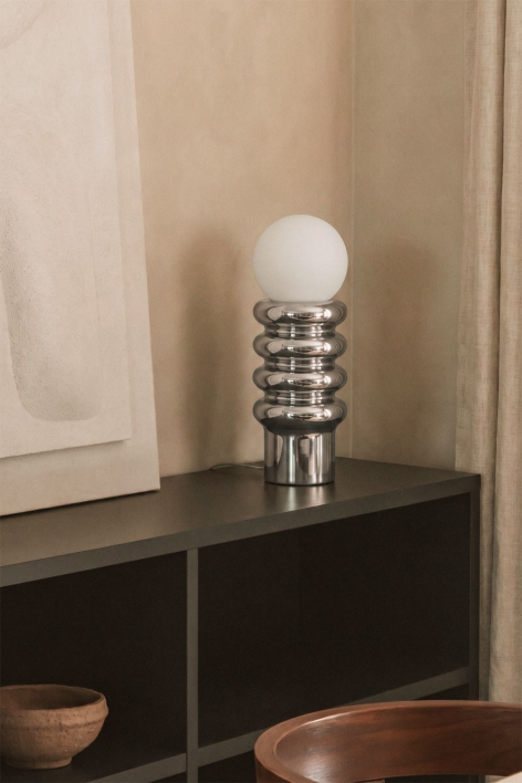 Lampada da tavolo 40 cm in ceramica con sfera di cristallo Kryx