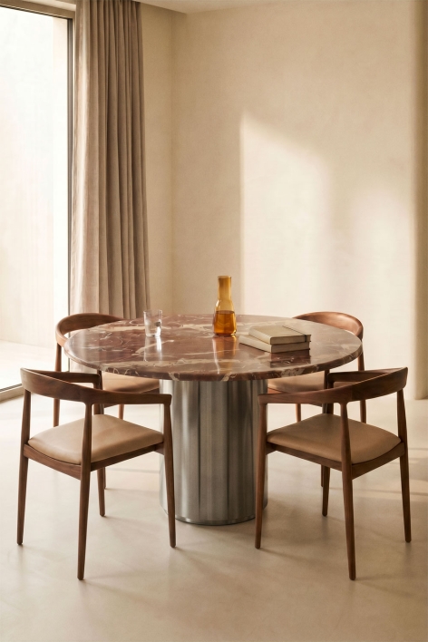 Round dining table Ø120 cm Luceida - Marmo Rosso Chigan