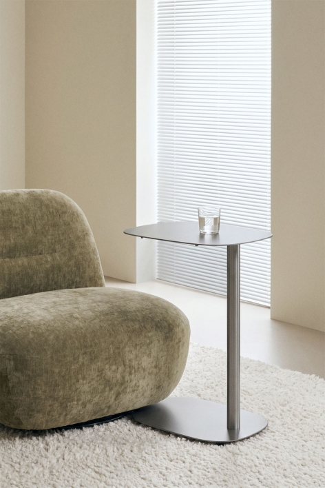 Tavolino laterale ovale 40x25 cm in acciaio inox Geninda