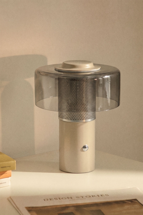Lampada da tavolo LED wireless in cristallo e ferro Elfriede
