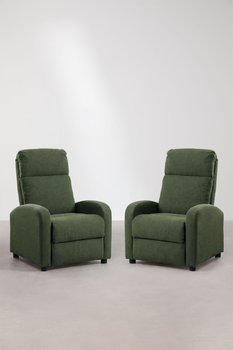 Set di 2 poltrone reclinabili imbottite Libuliana - Bouclé Verde Army