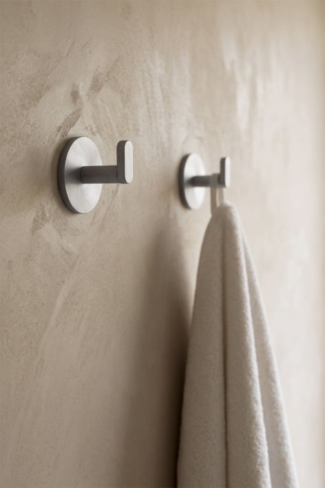 Gancio adesivo da bagno in acciaio inox grigio spazzolato Caldrumi