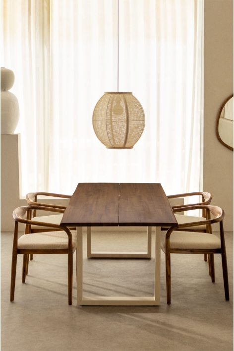 Tavolo da pranzo rettangolare 180x90 cm in legno di acacia e acciaio Maupi