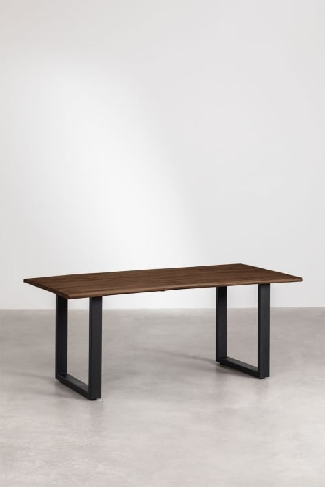 Tavolo da pranzo rettangolare 180x90 cm in legno di acacia e acciaio Maupi - Nero