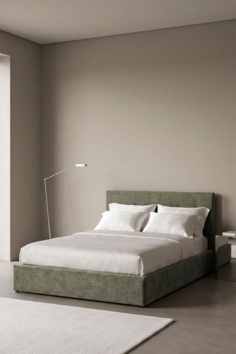 Letto con contenitore imbottito Abiel