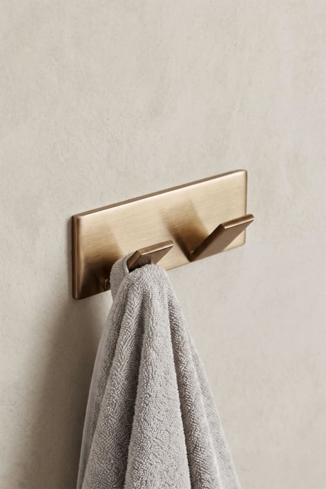 Gancio adesivo per bagno in acciaio inox oro spazzolato Jalter