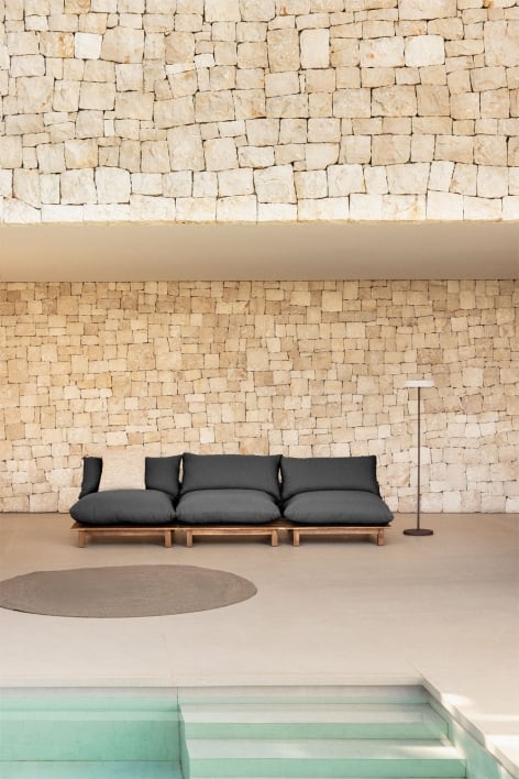 Divano modulare reclinabile da giardino a 3 pezzi in legno di acacia Brina - Grigio Grafite