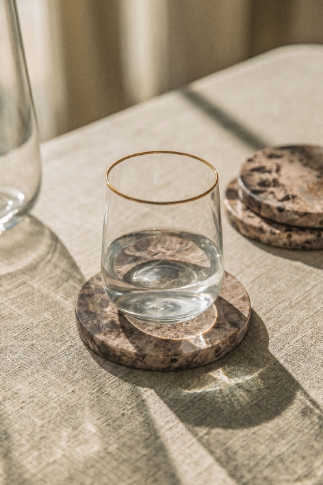 Set di 4 sottobicchieri rotondi Ø10 cm in marmo Valtris