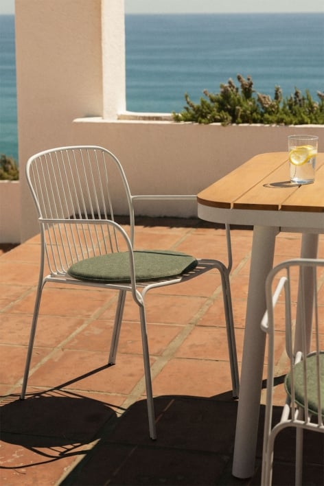 Sedia da giardino con braccioli in acciaio Anerina - Gardenia Bianco