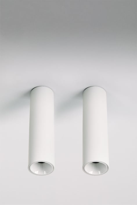 Pack da 2 applique da soffitto LED a superficie rotondi Ø4 cm in alluminio Orelva