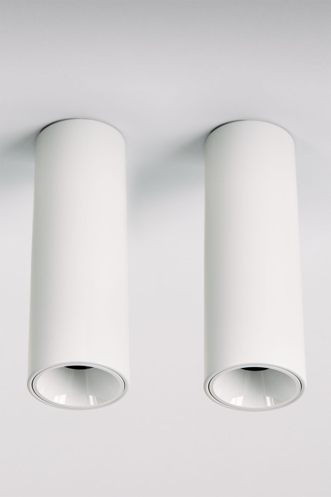 Pack da 2 applique da soffitto LED a superficie rotondi Ø7,2 cm in alluminio Orelva