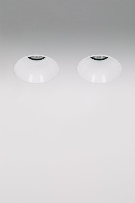Pack da 2 downlight LED da incasso senza cornice trimless rotondi Ø6,8 cm per esterni in alluminio Orelva