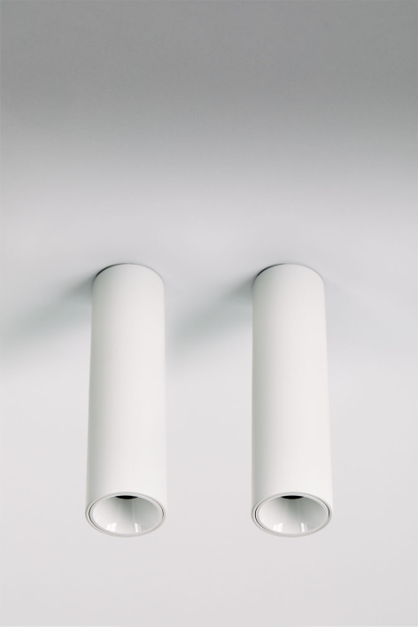 Pack da 2 applique da soffitto LED a superficie rotondi Ø4 cm per esterni in alluminio Orelva