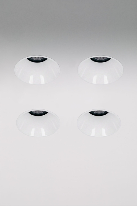 Pack da 4 downlight LED da incasso senza cornice trimless rotondi Ø6,8 cm in alluminio Orelva
