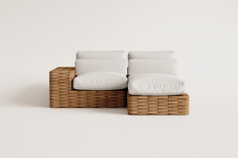 Divano modulare chaise longue destro da giardino in rattan Milu Style 2 pezzi