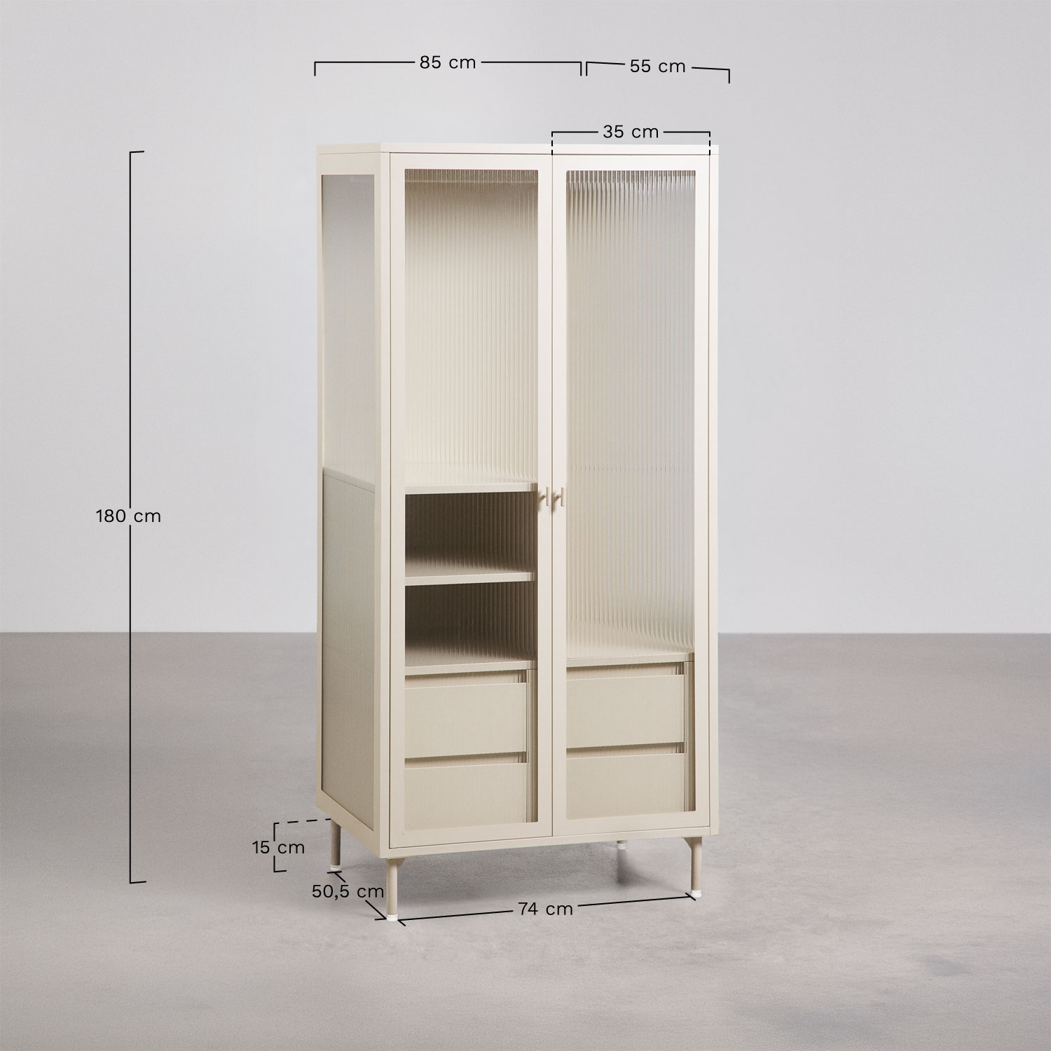Armadio 85x180 cm in acciaio e vetro Paoline, MISURE