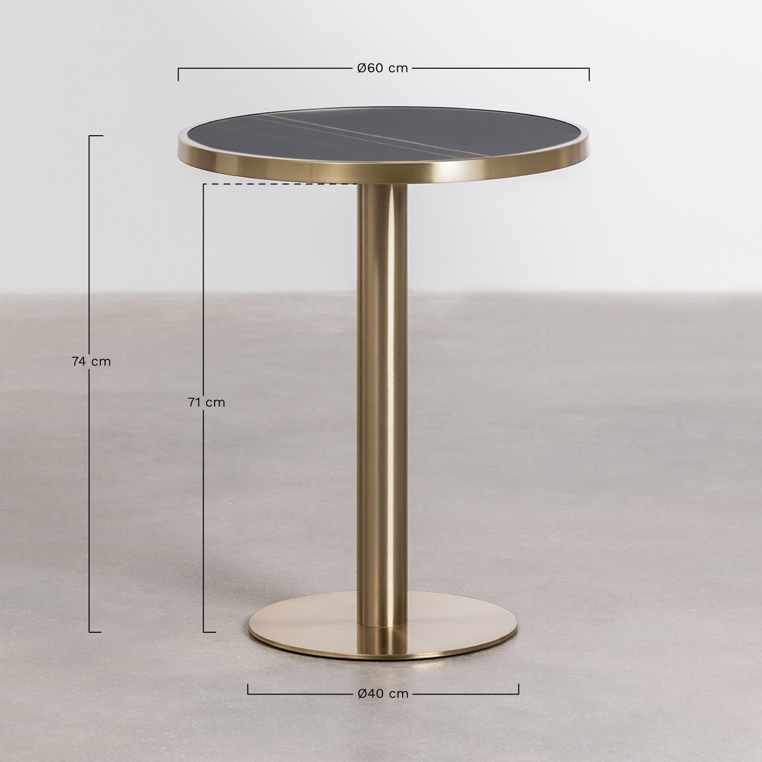 Tavolo da bar rotondo Ø60 cm in gres Xiren, MISURE