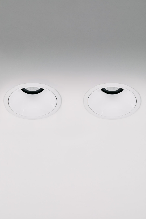 Pack da 2 downlight LED da incasso con cornici rotonde Ø8 cm per esterni in alluminio Orelva
