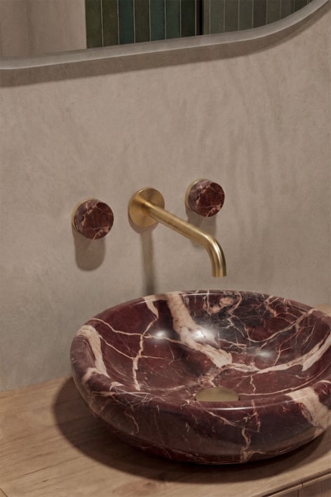 Rubinetto da lavabo incassato in ottone e pietra naturale Gilstoin