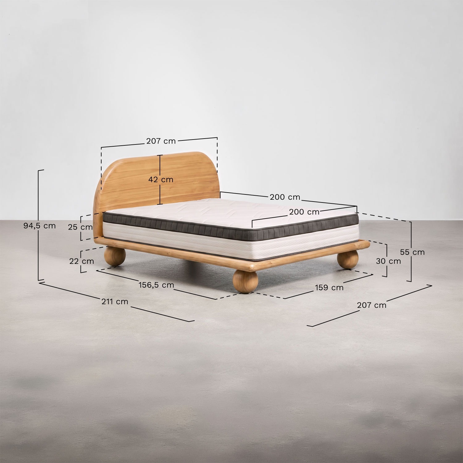 Letto in legno di mango Bicheno, MISURE