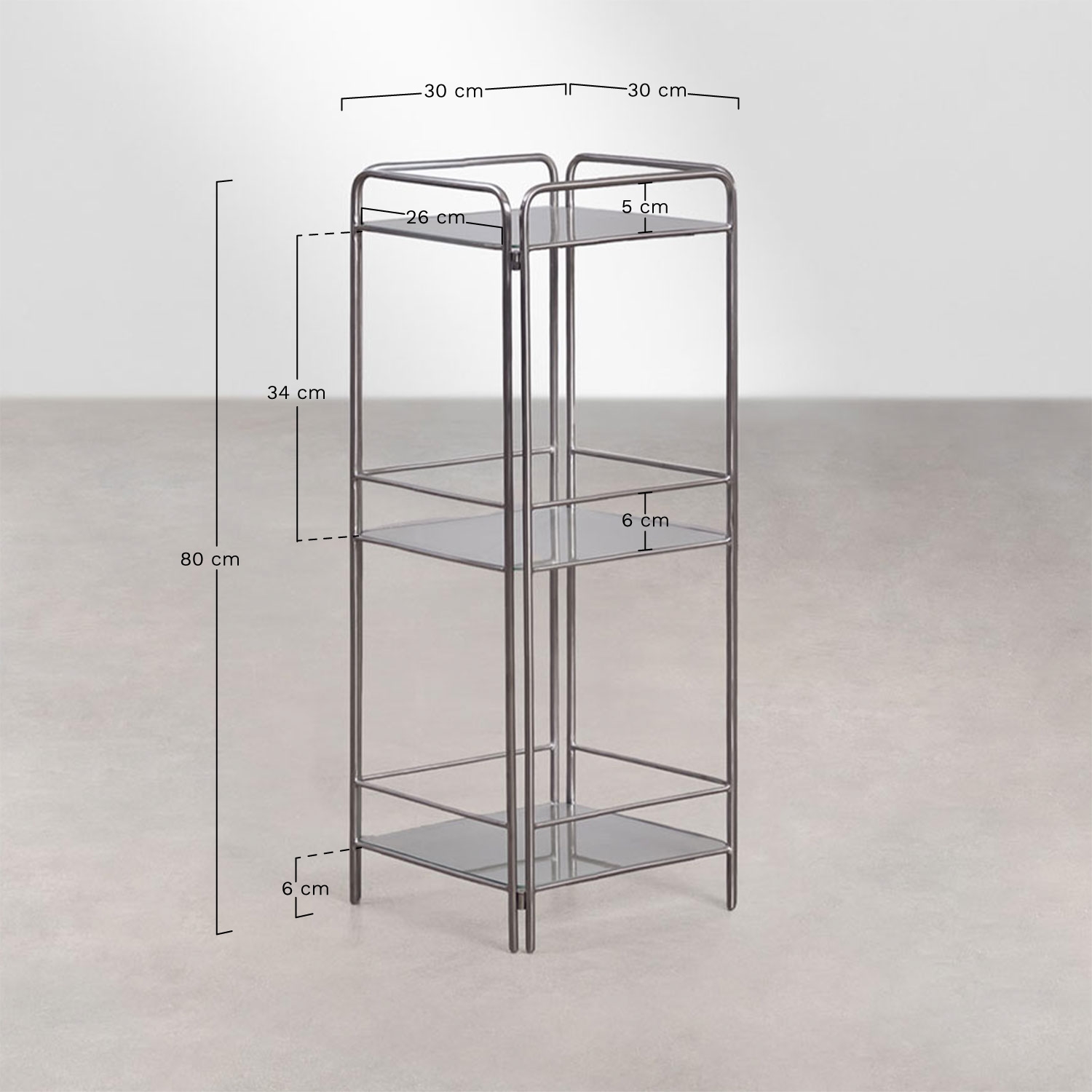 Scaffale da bagno 30x80 cm in acciaio inossidabile e vetro Idunai, MISURE