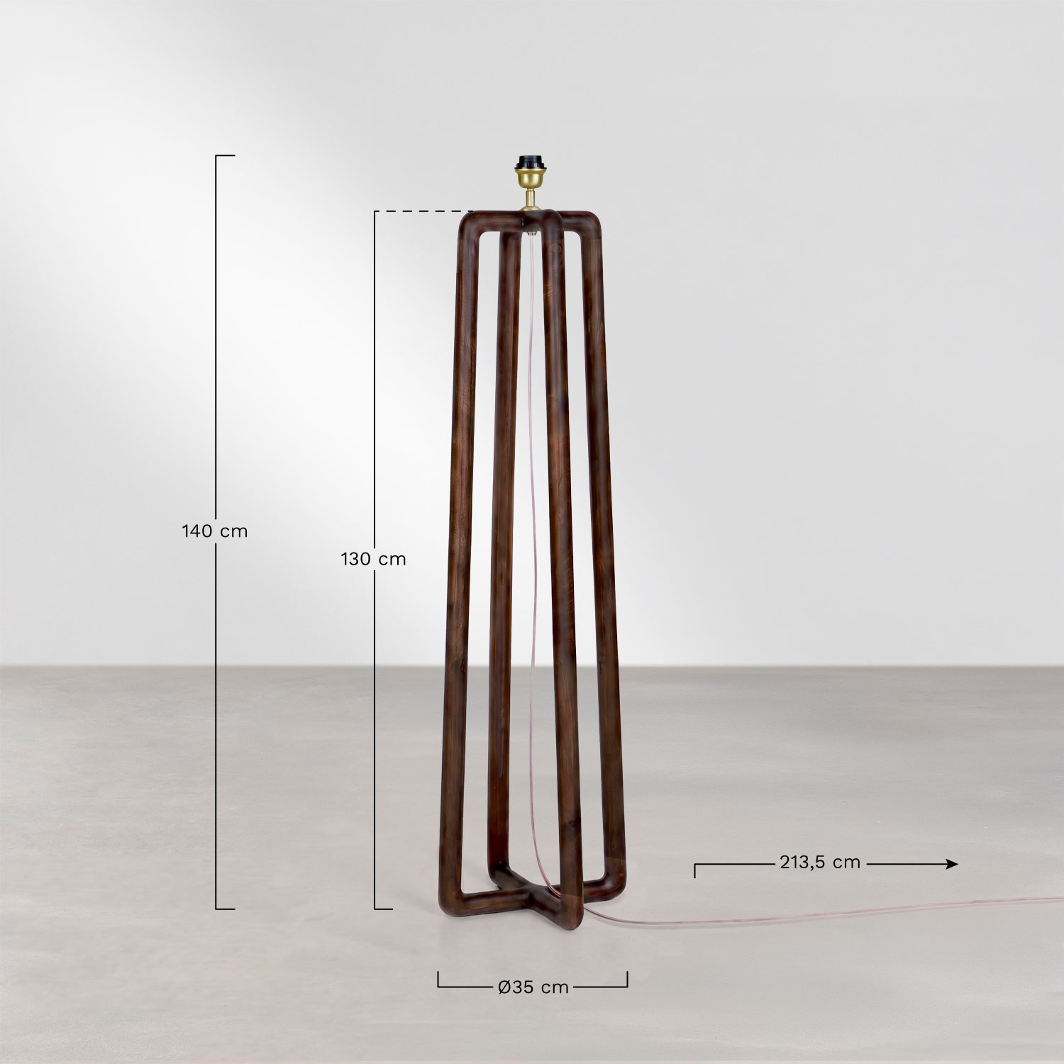 Base per lampada da terra 130 cm in legno di mango Lureva, MISURE
