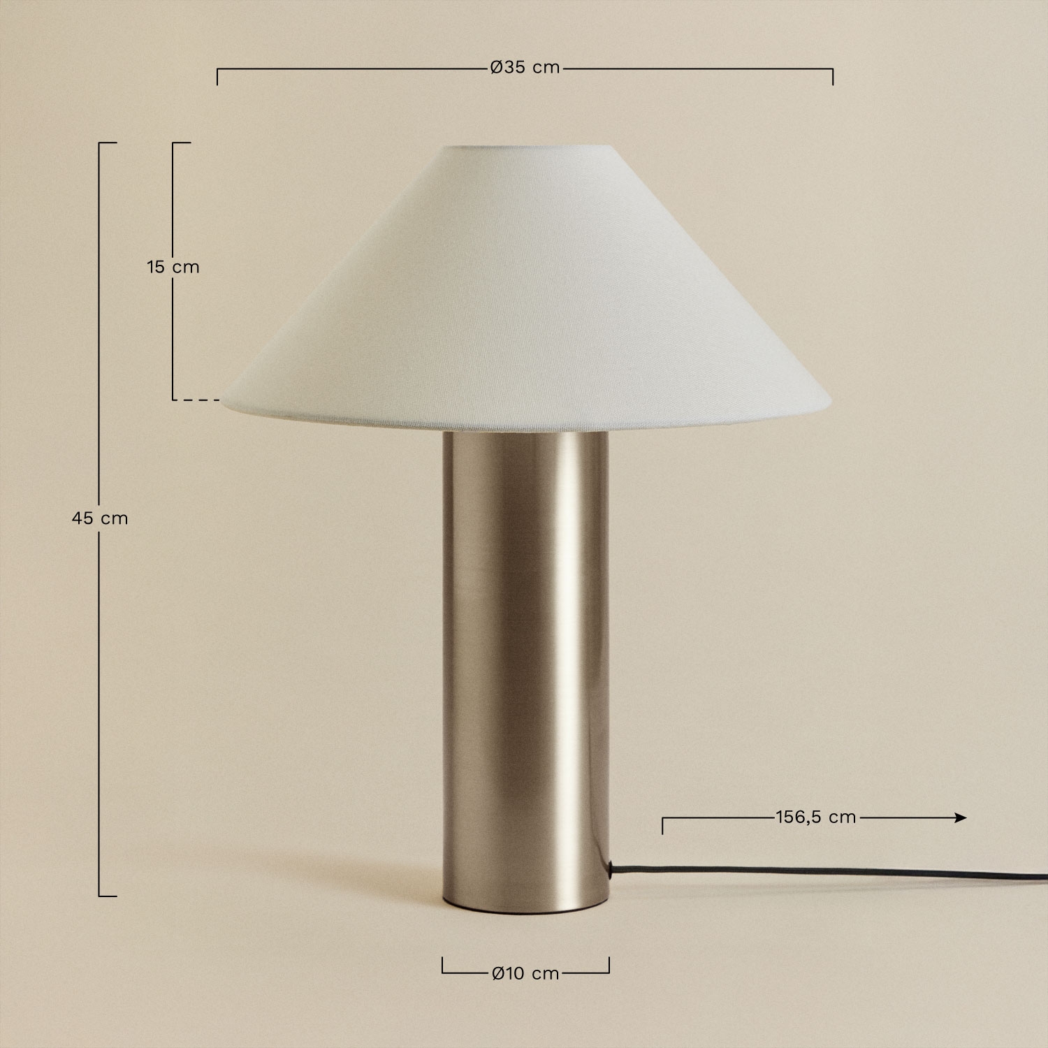 Lampada da tavolo in lino e ferro Barak, MISURE